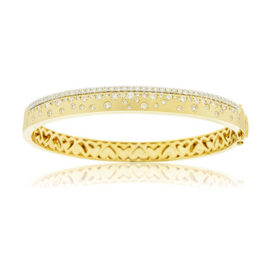 Yellow Gold Satin Finish Flush Set Diamond Edged Bracelet - Park City Jewelers