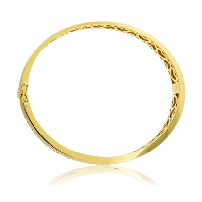 Yellow Gold Satin Finish Flush Set Diamond Edged Bracelet - Park City Jewelers