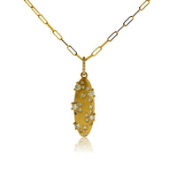 Yellow Gold Satin Finish Flush Set Diamond Vertical Necklace - Park City Jewelers