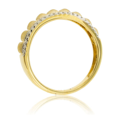 Yellow Gold Stud Pyramid with Diamond Stackable Look Ring - Park City Jewelers