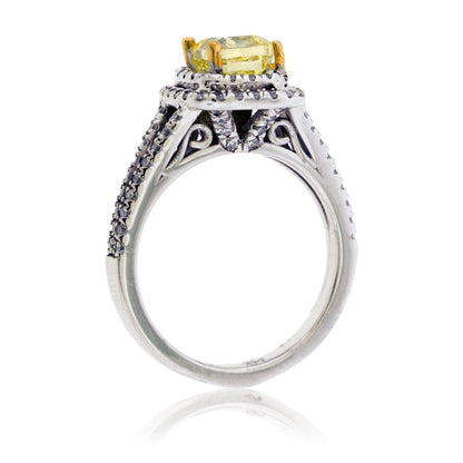 Yellow Lab Grown Diamond Double Halo Ring - Park City Jewelers