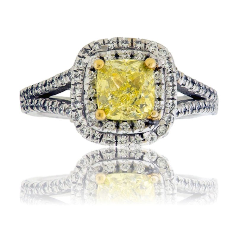 Yellow Lab Grown Diamond Double Halo Ring - Park City Jewelers