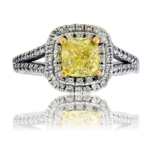 Yellow Lab Grown Diamond Double Halo Ring - Park City Jewelers
