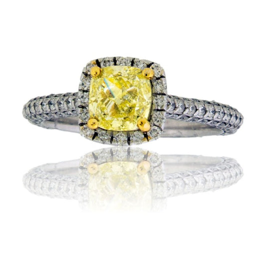 Yellow Lab Grown Diamond Halo Ring - Park City Jewelers