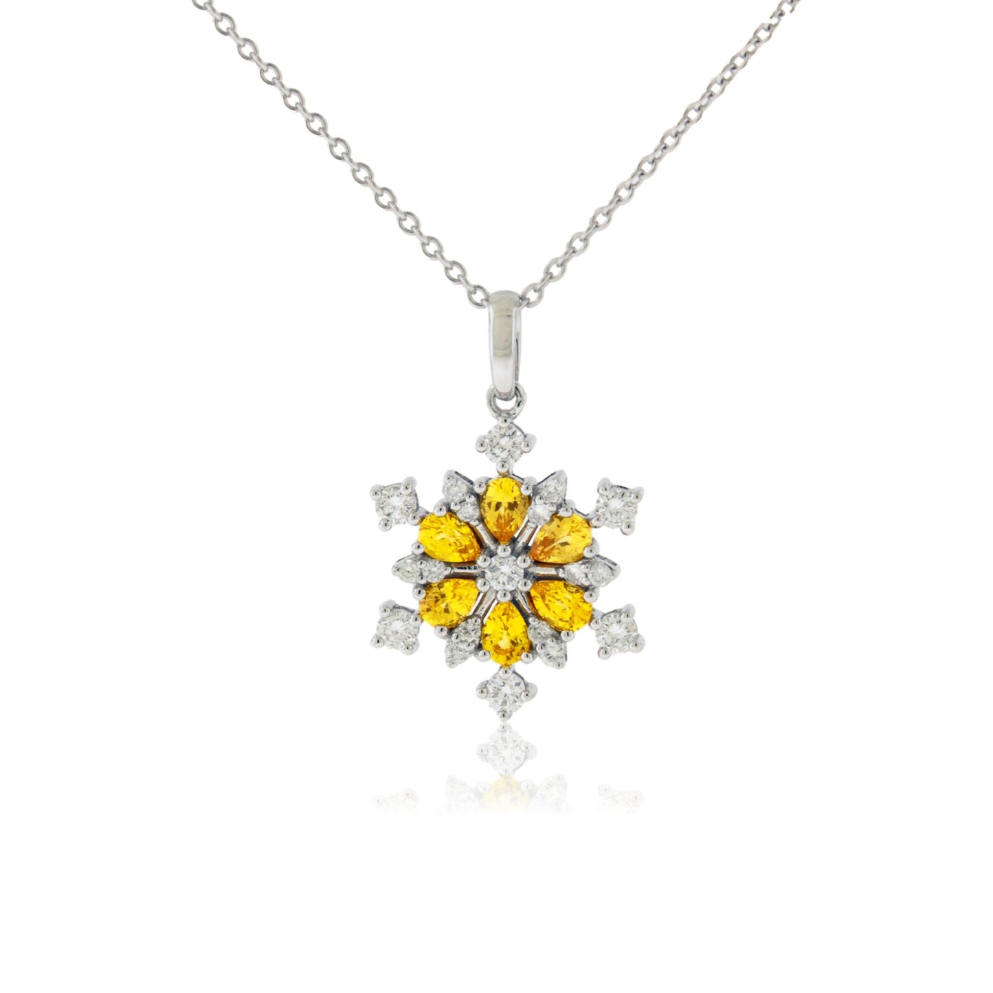 Yellow Sapphire & Diamond Snowflake Pendant w/Chain - Park City Jewelers