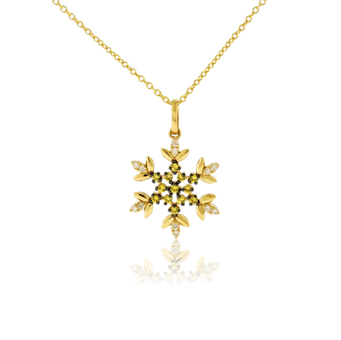 Yellow Sapphire Snowflake Pendant w/Chain - Park City Jewelers