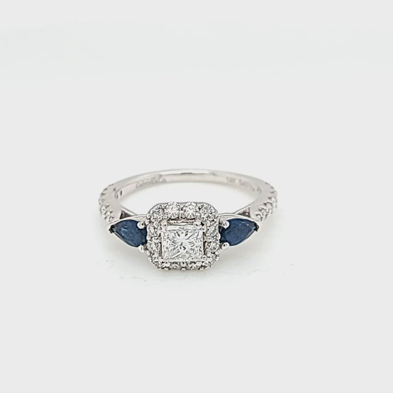Diamond Engagement Wedding Ring with Sapphire Accents