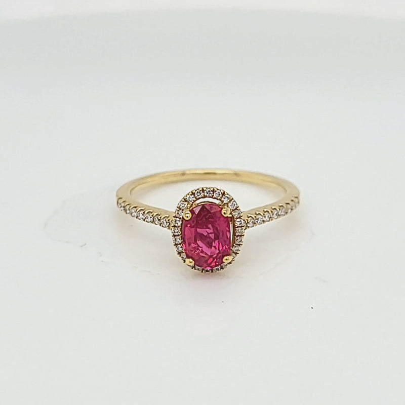 Oval Shaped Ruby and Diamond Ring