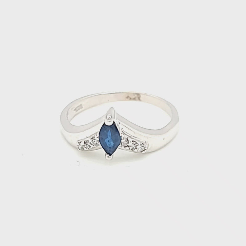 Blue Sapphire Marquise On Point Fashion Ring