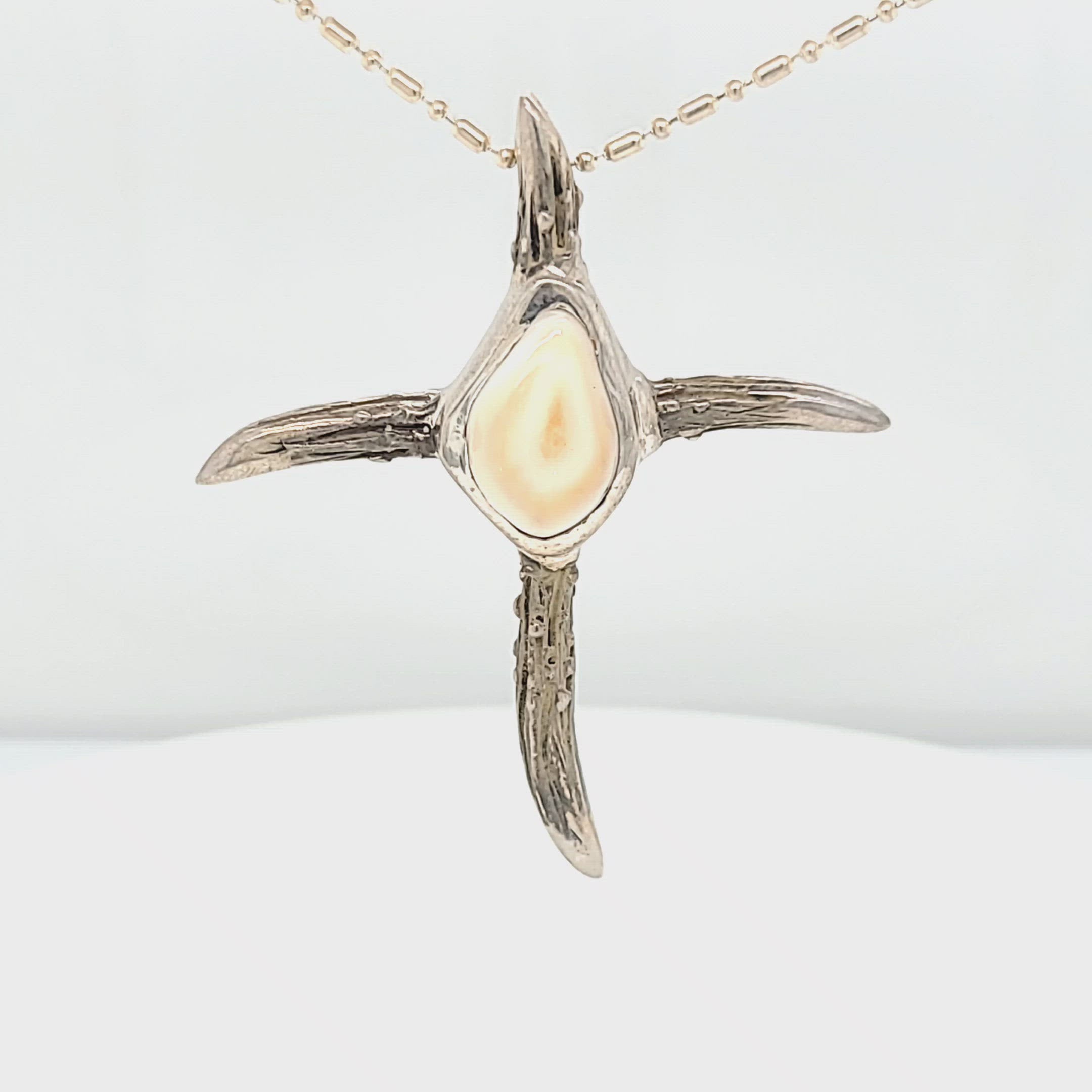 Elk Ivory Tooth Antler Style Cross Pendant / Necklace – Park City