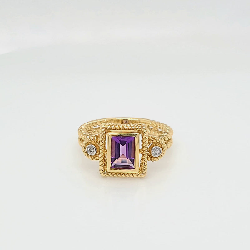 Rope Style Amethyst and Diamond Ring