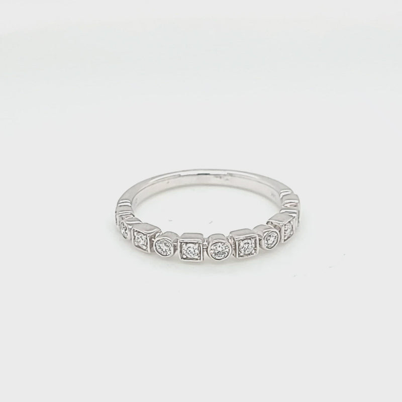 Square & Round Bezel Diamond Stackable Band