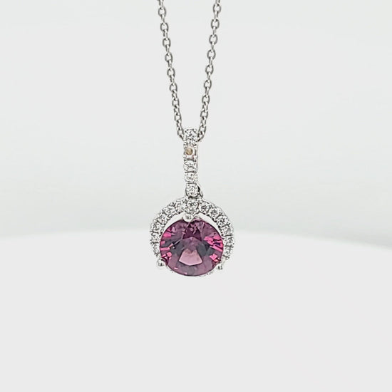 Round Burma Spinel with Diamond Halo and Bail Pendant Video