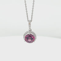 Round Burma Spinel with Diamond Halo and Bail Pendant Video