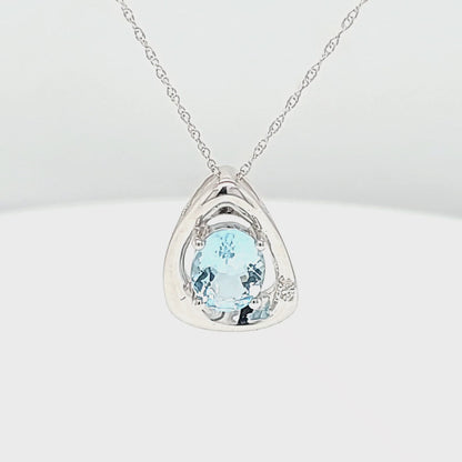 Oval Aquamarine with Geometric Design Pendant