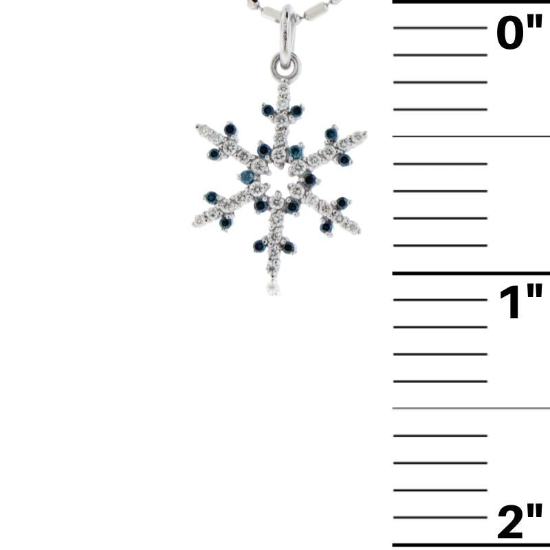 1/3 Carat Diamond and Blue Diamond Tipped Snowflake Necklace - Park City Jewelers