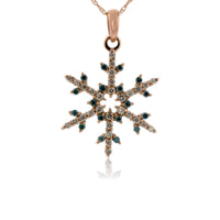 1/3 Carat Diamond and Blue Diamond Tipped Snowflake Necklace - Park City Jewelers