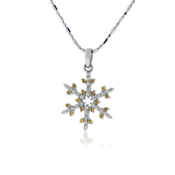 1/3 Carat Pave Diamond and Colored Tipped Snowflake Necklace - Park City Jewelers