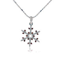 1/3 Carat Pave Diamond and Colored Tipped Snowflake Necklace - Park City Jewelers