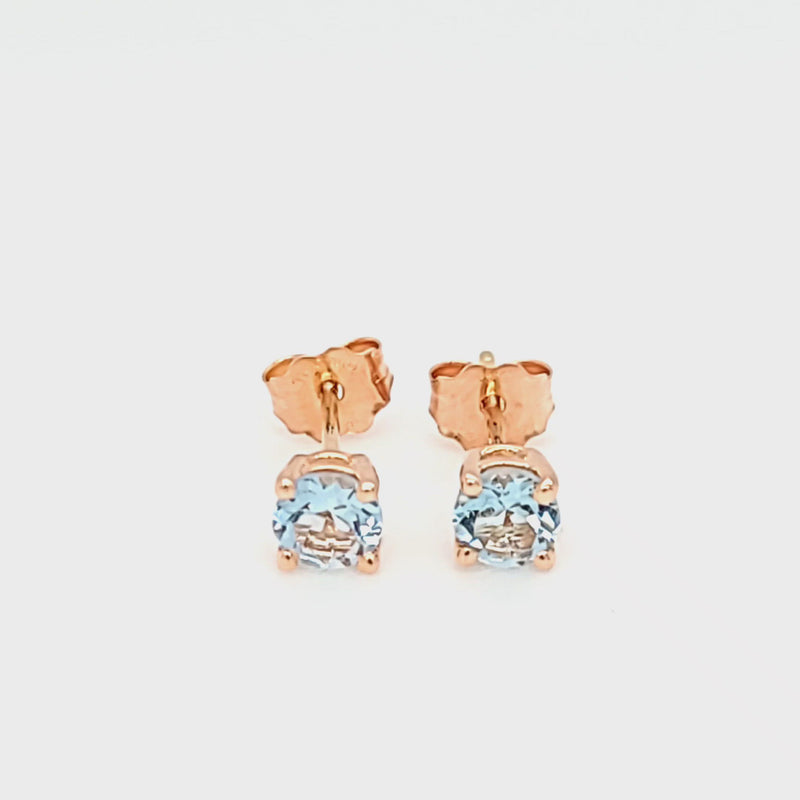 Round Cut Aquamarine Stud Earrings