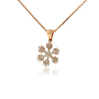 14K Rose Gold .34 Carat Diamond Snowflake Pendant with Chain - Park City Jewelers