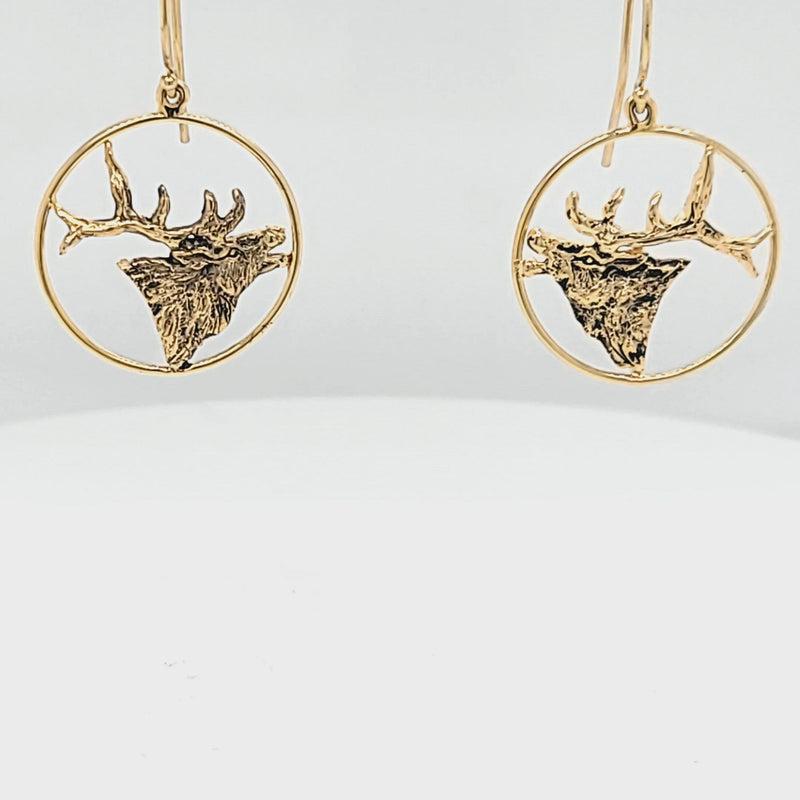 Elk Calling in a Circle Dangle Earrings