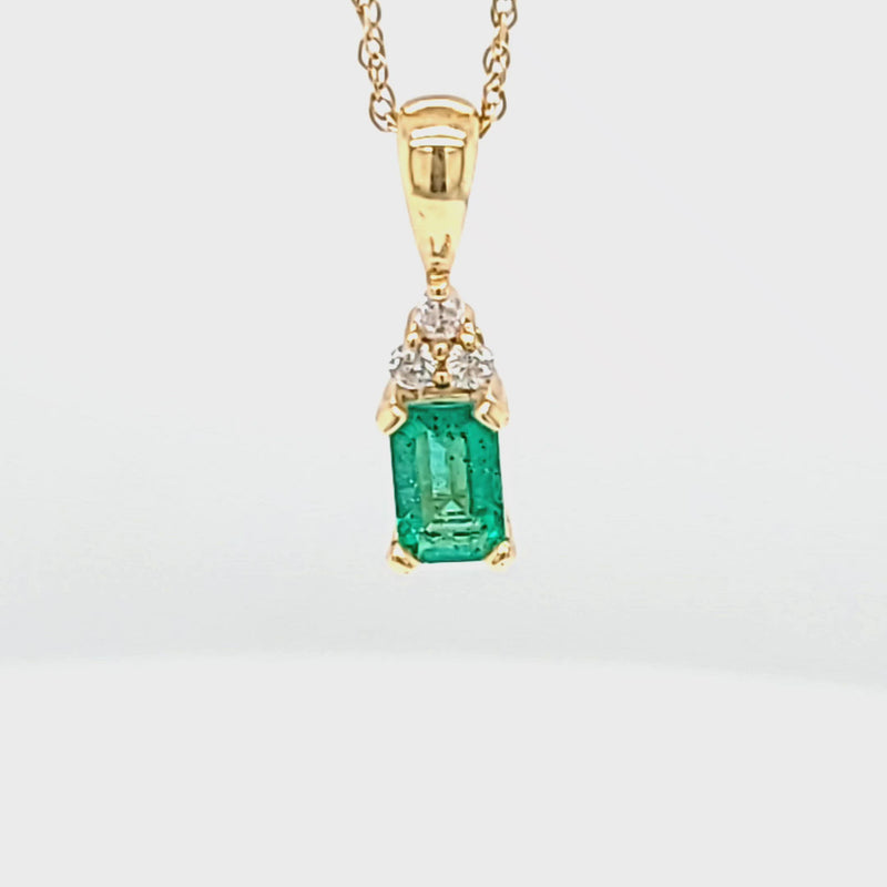 Petite Emerald-Cut Emerald and Diamond Pendant