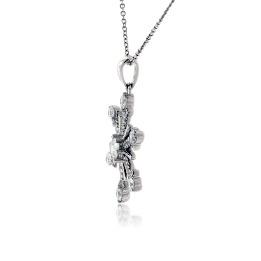 18K White Gold .55 Carat Diamond Snowflake Pendant with Chain - Park City Jewelers