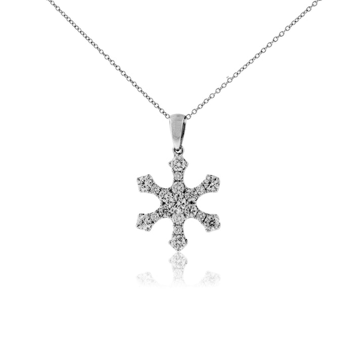 18K White Gold .75 Carat Diamond Snowflake Pendant with Chain - Park City Jewelers