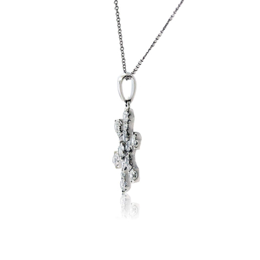 18K White Gold .75 Carat Diamond Snowflake Pendant with Chain - Park City Jewelers