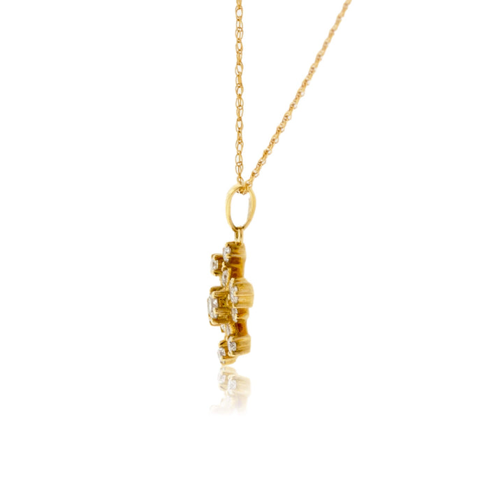 18K Yellow Gold .34 Carat Diamond Snowflake Pendant with Chain - Park City Jewelers