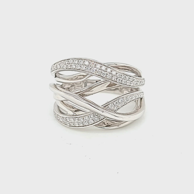 White Gold Diamond Fashion Bypassing Band