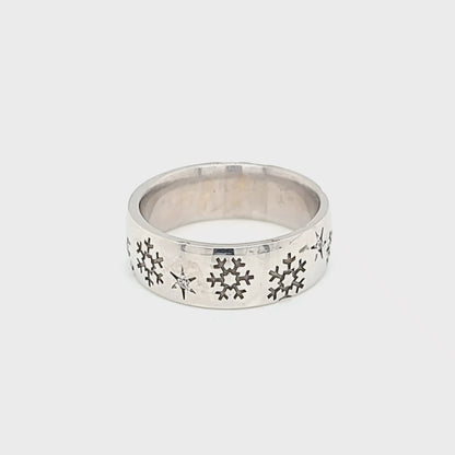 Diamond Accented Snowflake Band