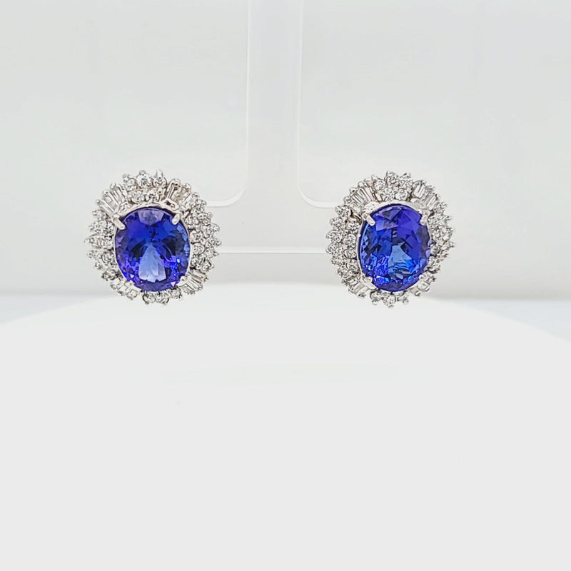 Oval Tanzanite & Stunning Classic Diamond Halo Earrings