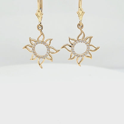 Dangle Sun Outline Diamond Earrings