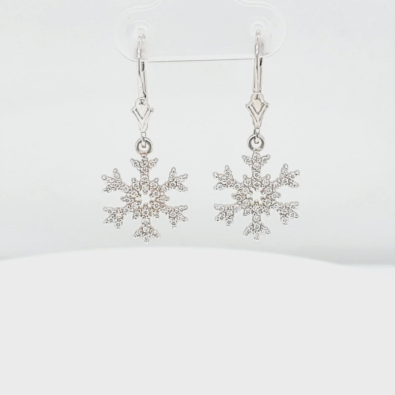 Diamond Pave Snowflake Earrings Video