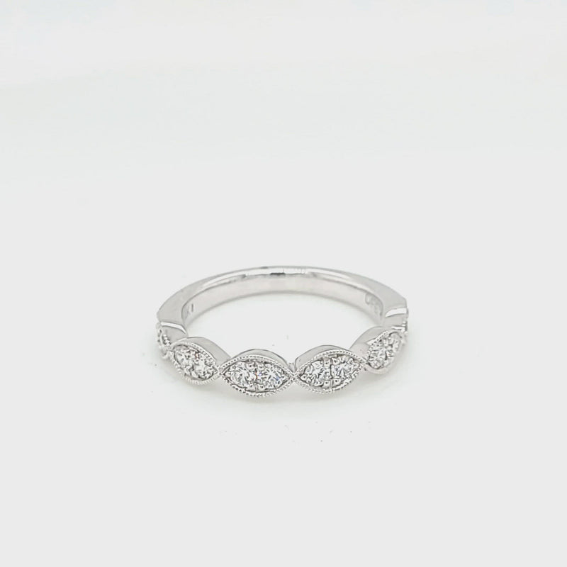 White Gold .50 Carat Diamond Scalloped Style Ring