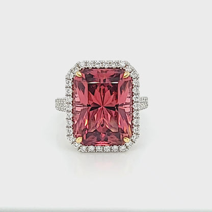 Radiant Tourmaline & Diamond Halo Ring