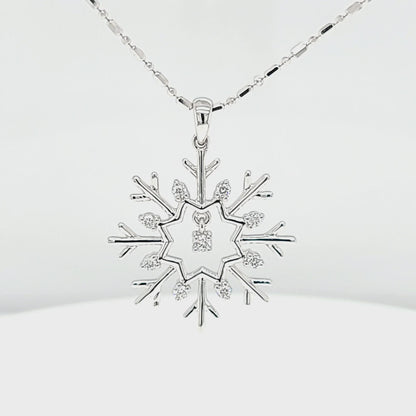 Floating Gold Diamond Snowflake Pendant