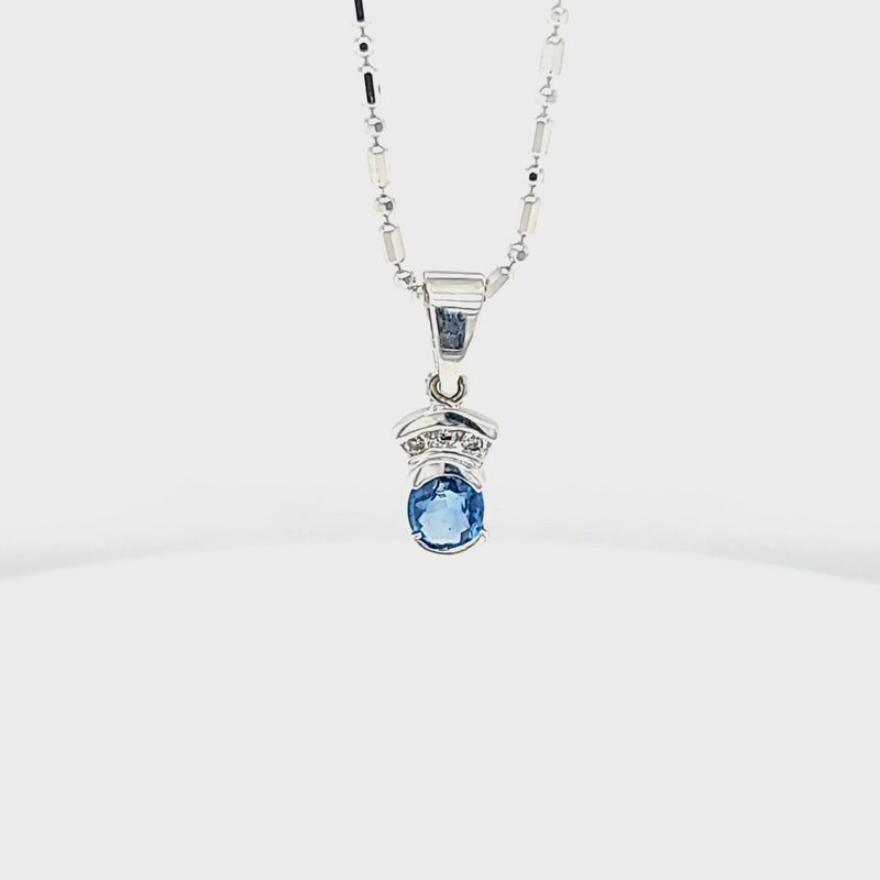 Blue Sapphire with Diamond Accent Petite Pendant