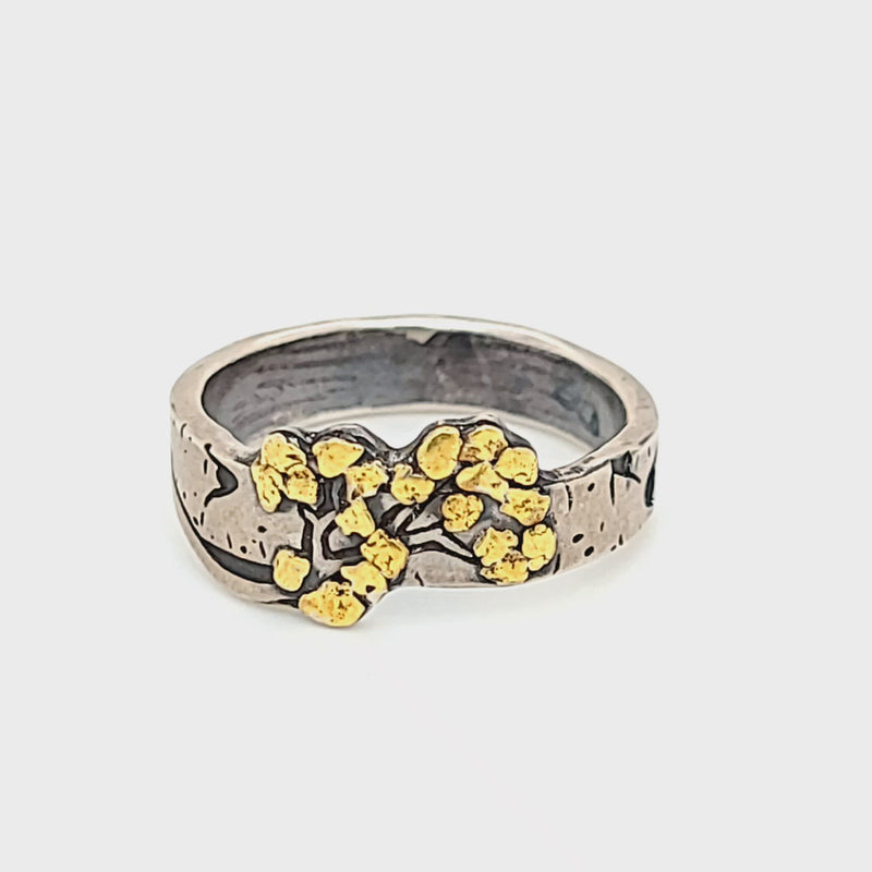 Silver & Gold Nugget Aspen Ring