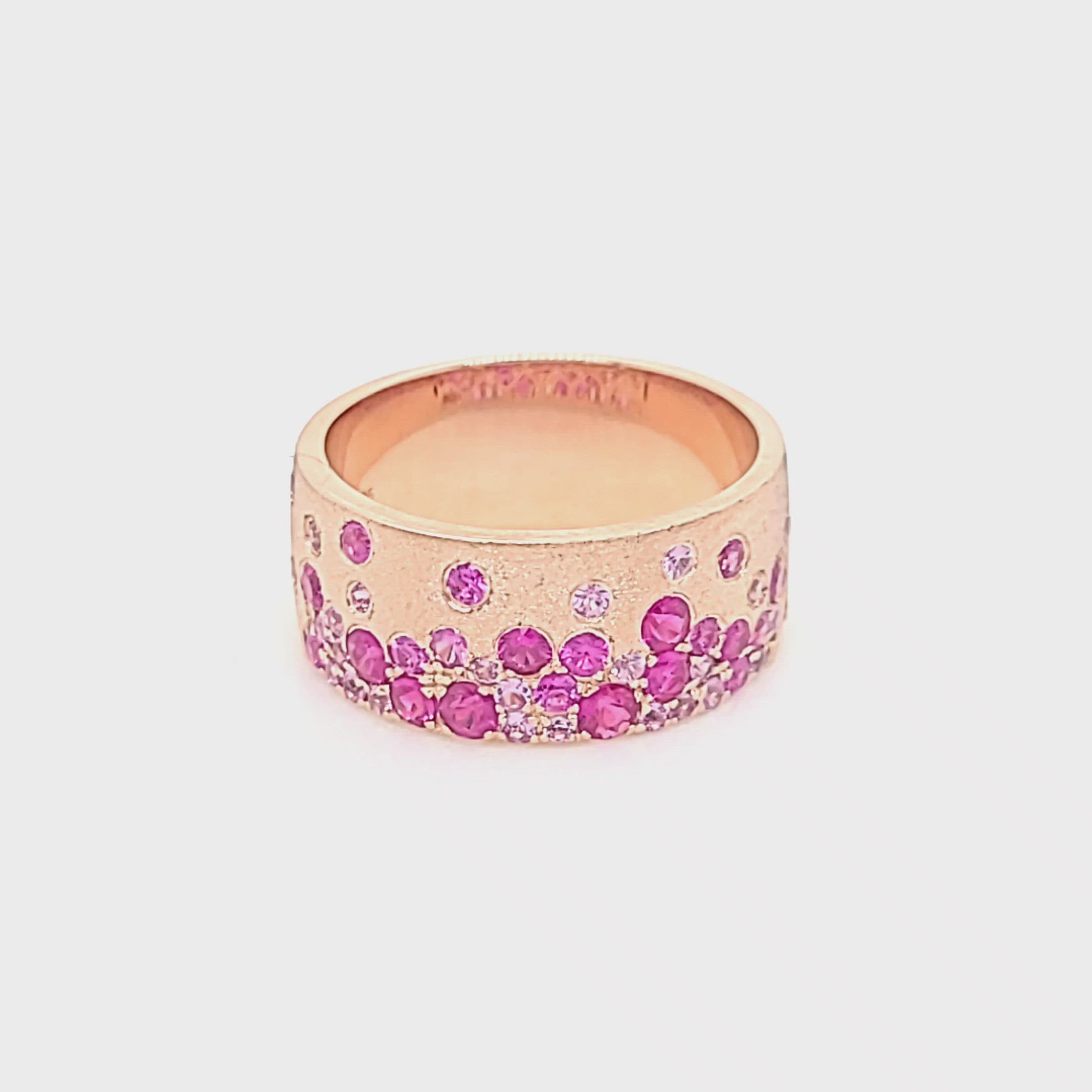 Video of the 14K Rose Gold Satin Finish 1.16ctw Sapphire Flush Set Ring - Park City Jewelers. 