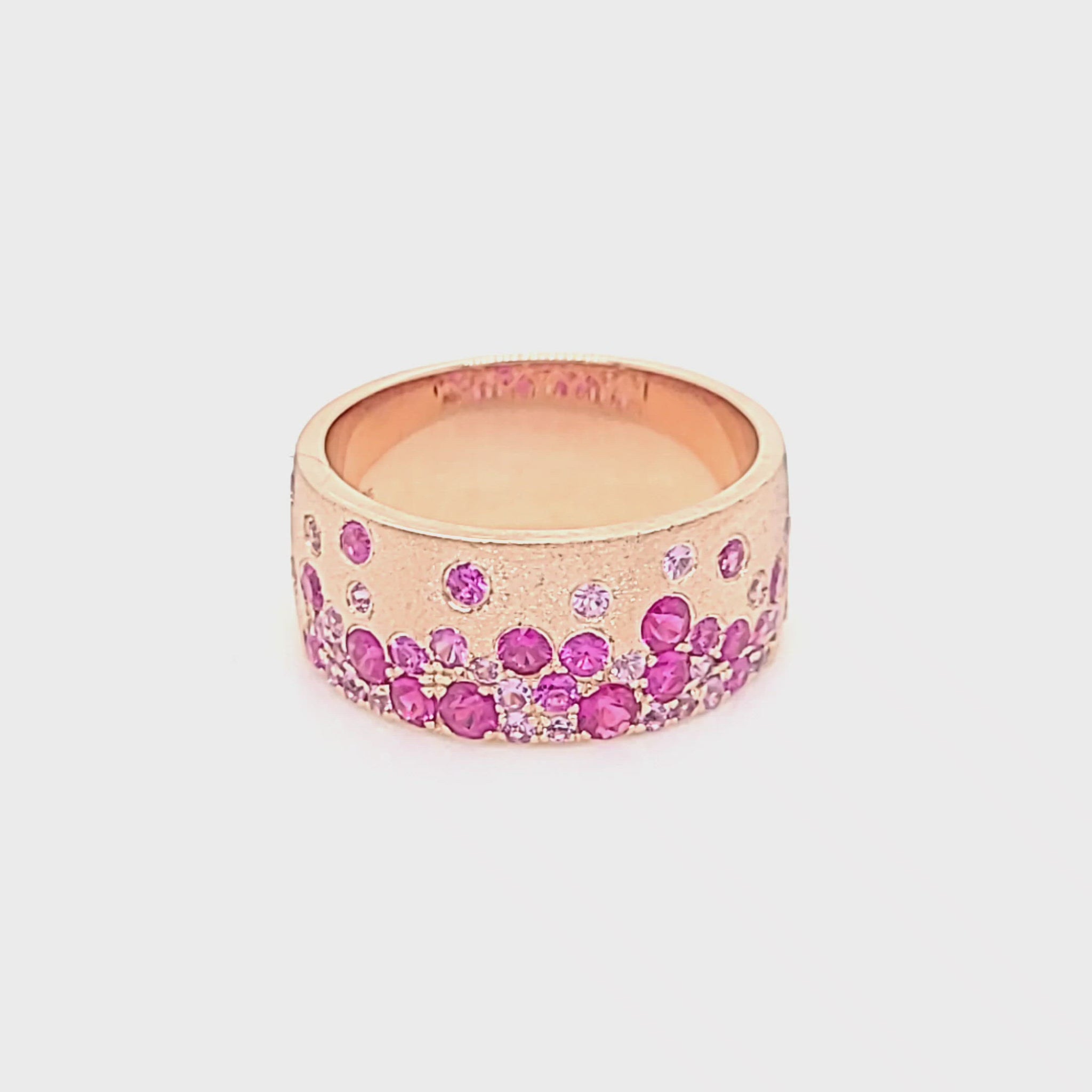 Video of the 14K Rose Gold Satin Finish 1.16ctw Sapphire Flush Set Ring - Park City Jewelers. 