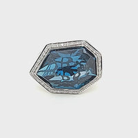 Fancy Cut London Blue Topaz with Diamond Halo Ring Video