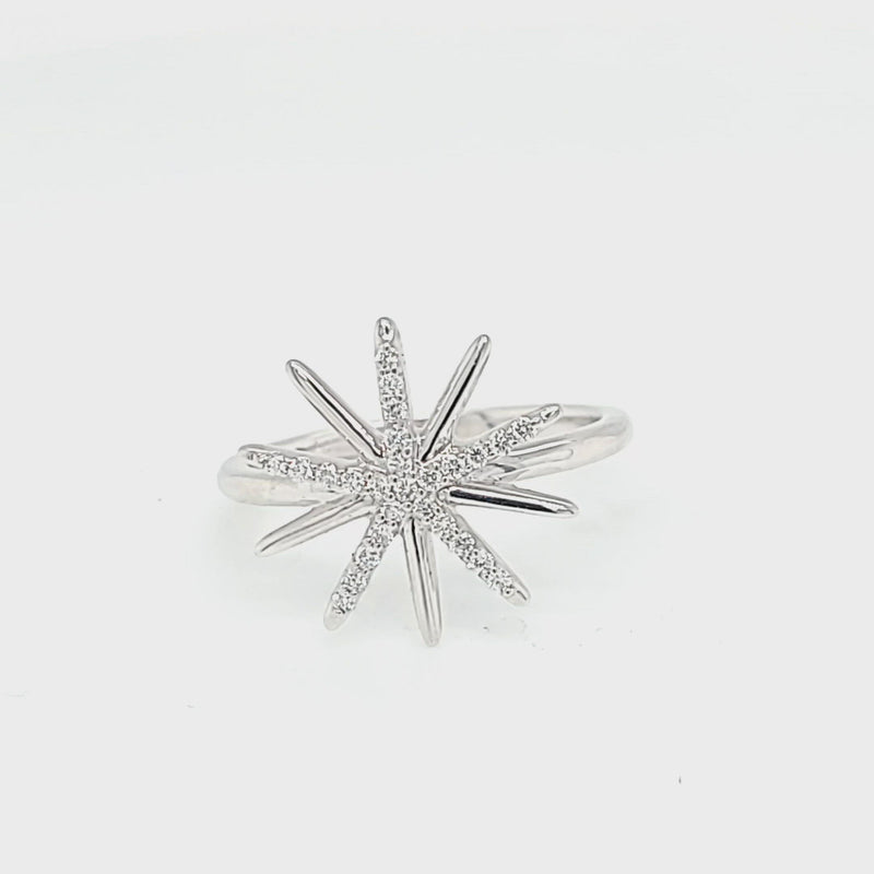 Diamond Sunburst Snowflake Ring