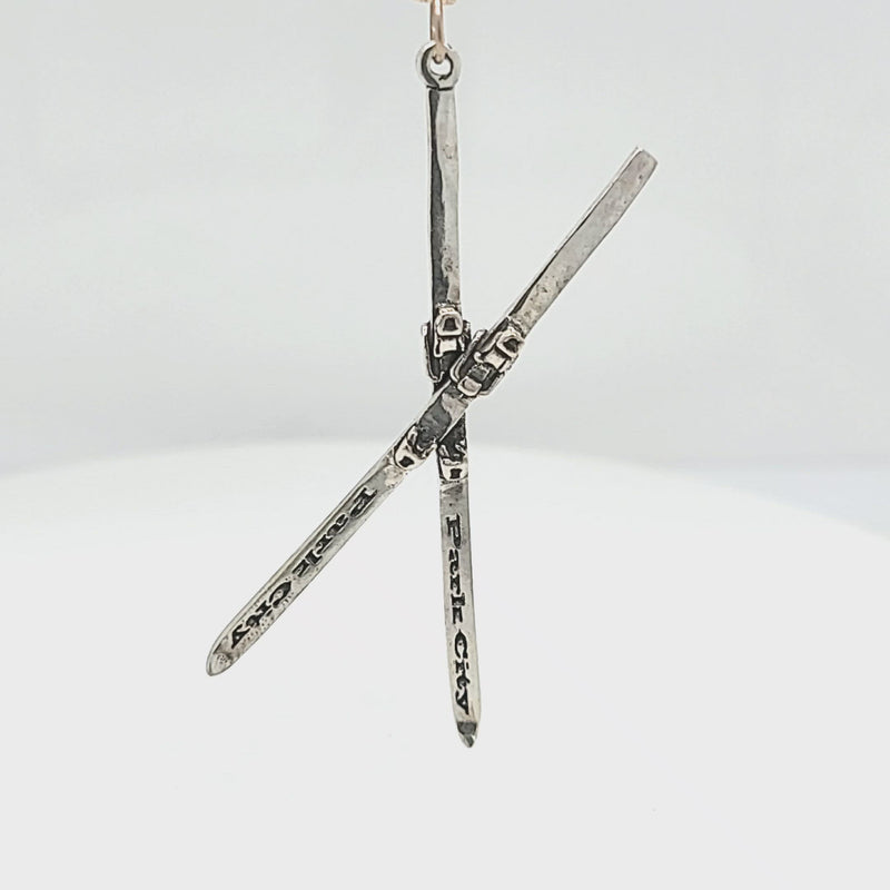 Large Crossed Skis "Park City" Charm or Pendant