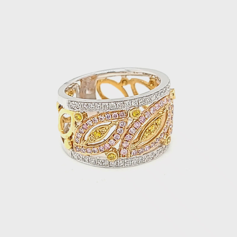 Tri-Gold Natural Color Diamond & Diamond Ring