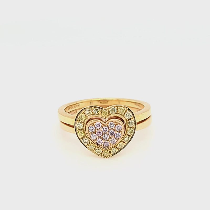 Two Toned Interlocking Heart Diamond Ring