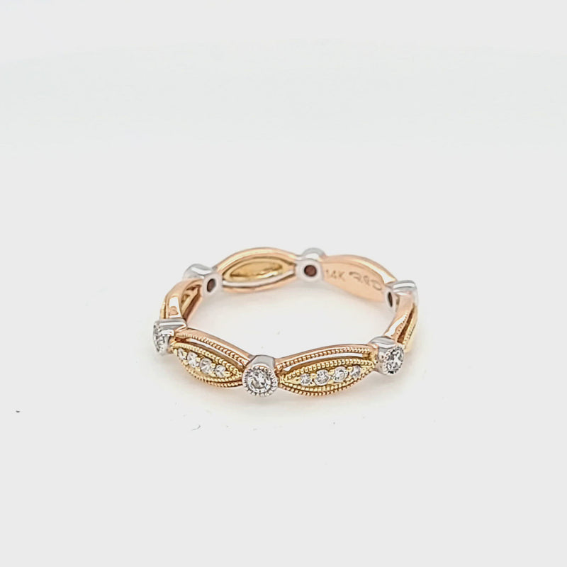 Rose Gold, Yellow Gold, and White Gold Diamond Decorative Band