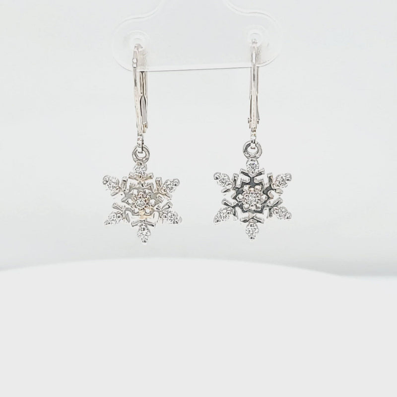 Flat Snowflake Diamond Earrings